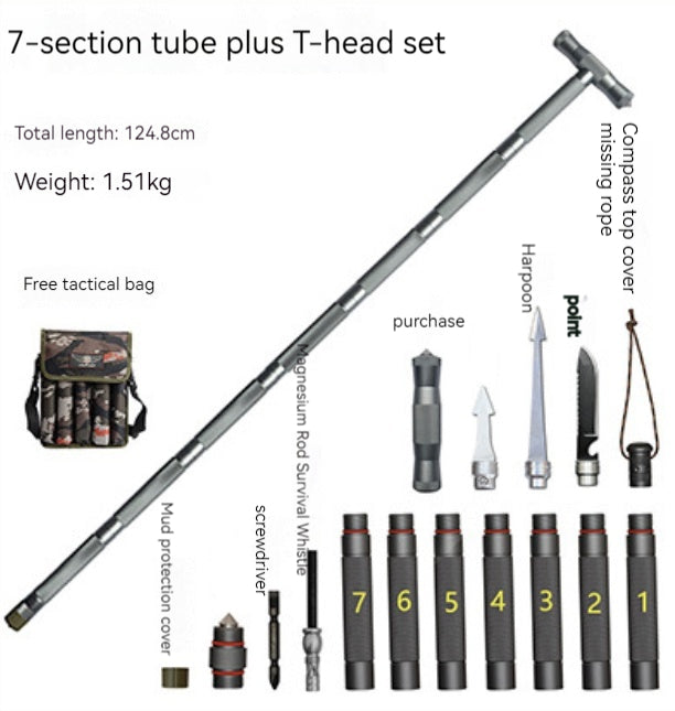 Multifunction Trekking Poles Outdoor Cane With T Head