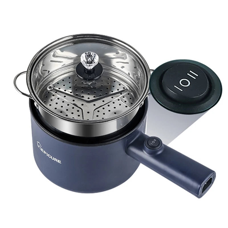 Mini Electric Cooker Multi-Function All-In-One Pot Double Layer Household Noodle Cooker Non-Stick Hot Pot Kitchen Tool